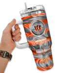 customized cincinnati bengals marbled stripes orange curved tumbler best selling.webp