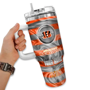 customized cincinnati bengals marbled stripes orange curved tumbler fashion forward.webp
