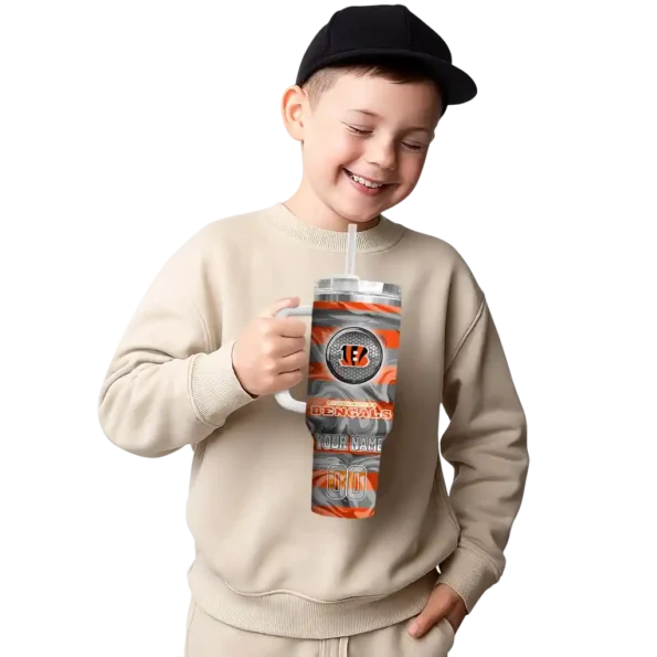 customized cincinnati bengals marbled stripes orange curved tumbler latest model.webp