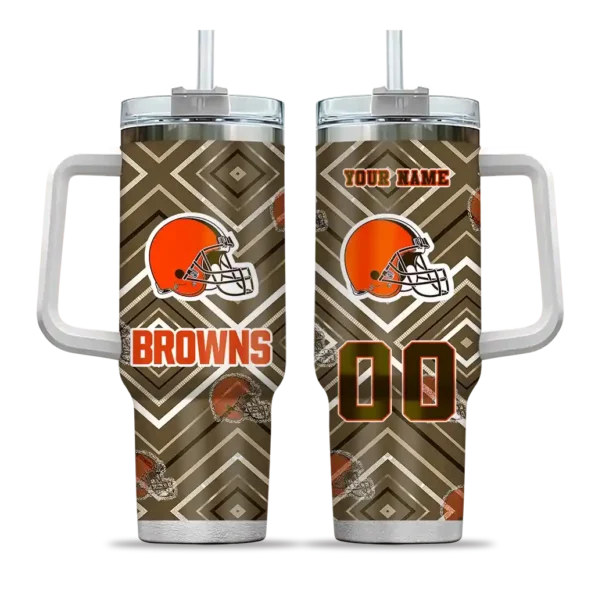 customized cleveland browns bold diamonds brown curved tumbler best selling.webp