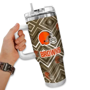 customized cleveland browns bold diamonds brown curved tumbler fashion forward.webp