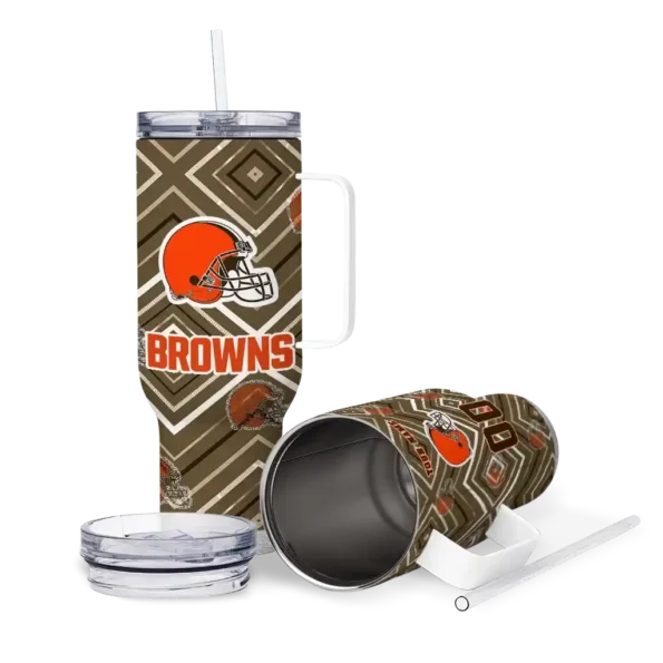 customized cleveland browns bold diamonds brown curved tumbler high quality.webp