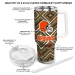 customized cleveland browns bold diamonds brown curved tumbler best selling.webp