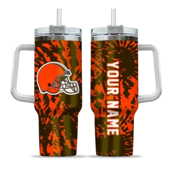 customized cleveland browns burst swirl brown curved tumbler best selling.webp