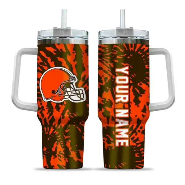 customized cleveland browns burst swirl brown curved tumbler best selling.webp