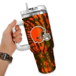 customized cleveland browns burst swirl brown curved tumbler best selling.webp