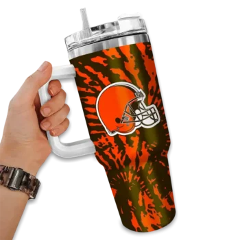 customized cleveland browns burst swirl brown curved tumbler fashion forward.webp