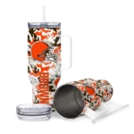 customized cleveland browns camo mashup brown white curved tumbler best selling.webp