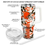 customized cleveland browns camo mashup brown white curved tumbler best selling.webp