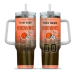 customized cleveland browns gradient dots brown curved tumbler best selling.webp