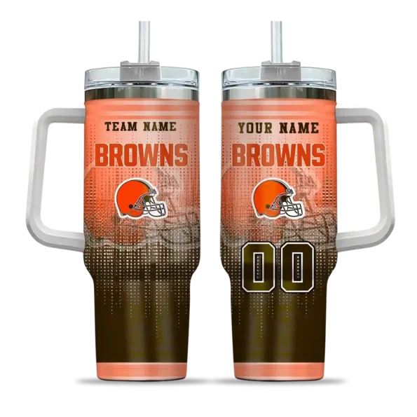 customized cleveland browns gradient dots brown curved tumbler best selling.webp