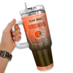 customized cleveland browns gradient dots brown curved tumbler best selling.webp