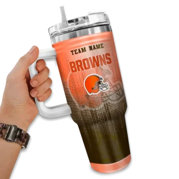 customized cleveland browns gradient dots brown curved tumbler fashion forward.webp