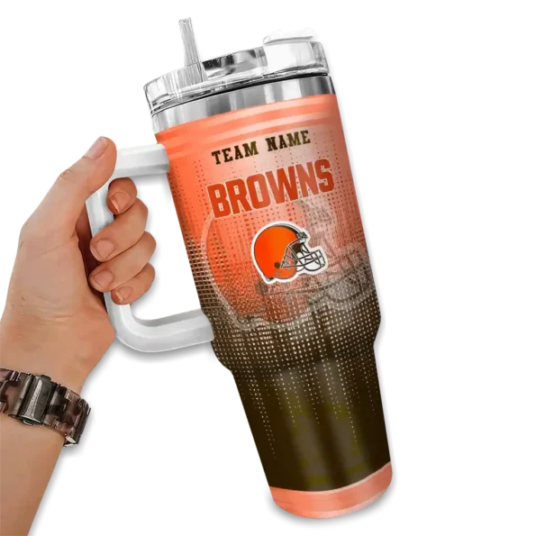 customized cleveland browns gradient dots brown curved tumbler fashion forward.webp