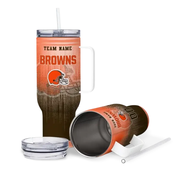 customized cleveland browns gradient dots brown curved tumbler high quality.webp