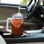 customized cleveland browns hex texture brown curved tumbler best selling.webp