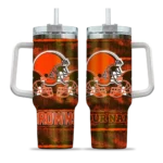 customized cleveland browns honey streaks brown curved tumbler best selling.webp