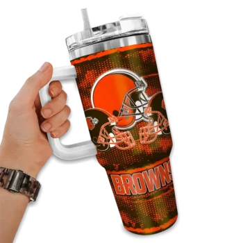 customized cleveland browns honey streaks brown curved tumbler fashion forward.webp