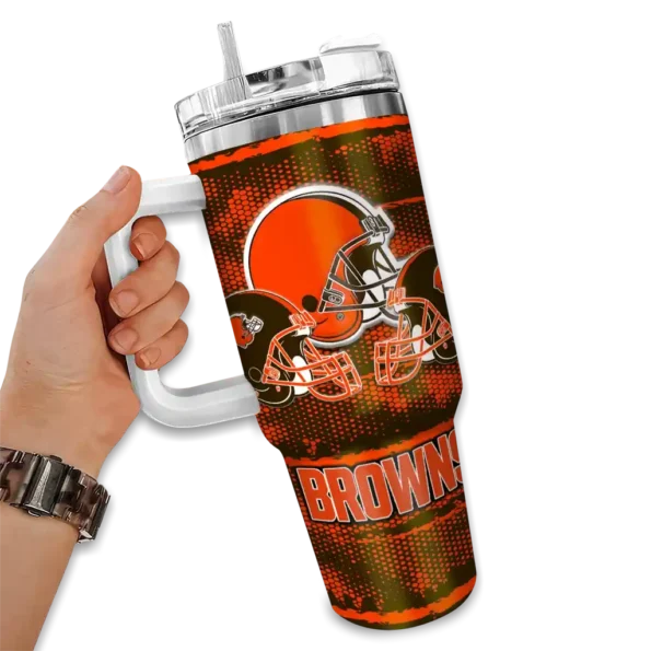 customized cleveland browns honey streaks brown curved tumbler fashion forward.webp