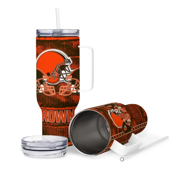 customized cleveland browns honey streaks brown curved tumbler high quality.webp