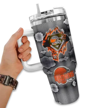 customized cleveland browns superman shield brown gray curved tumbler fashion forward.webp