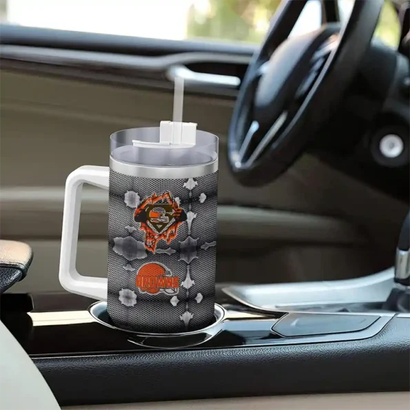 customized cleveland browns superman shield brown gray curved tumbler trendy.webp