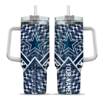 customized dallas cowboys chevron angle blue curved tumbler best selling.webp