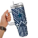 customized dallas cowboys chevron angle blue curved tumbler best selling.webp