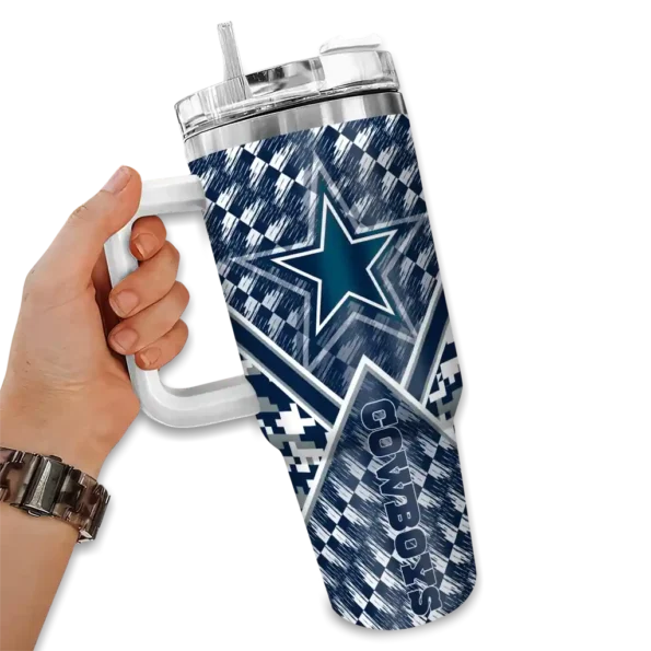 customized dallas cowboys chevron angle blue curved tumbler fashion forward.webp
