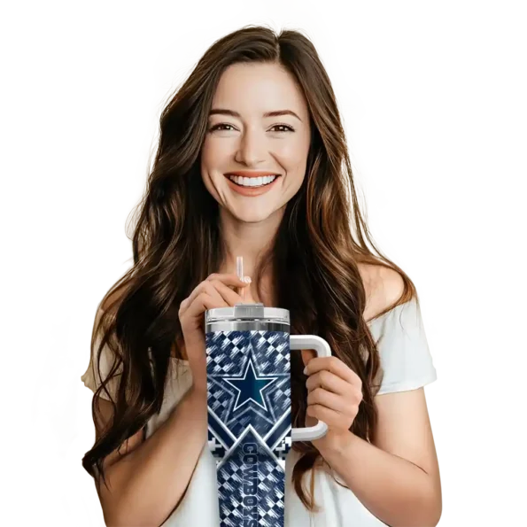 customized dallas cowboys chevron angle blue curved tumbler premium grade.webp