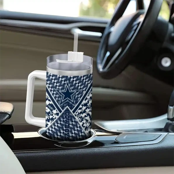 customized dallas cowboys chevron angle blue curved tumbler trendy.webp