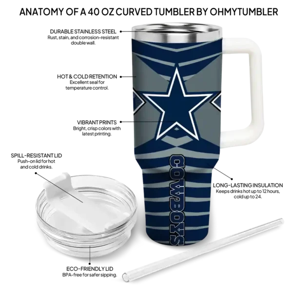 customized dallas cowboys chevron layers blue curved tumbler new arrival.webp