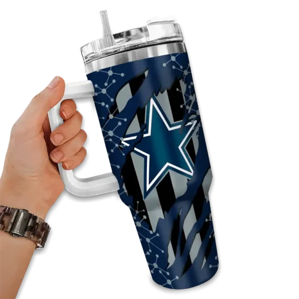 customized dallas cowboys claw cut blue black curved tumbler fashion forward.webp