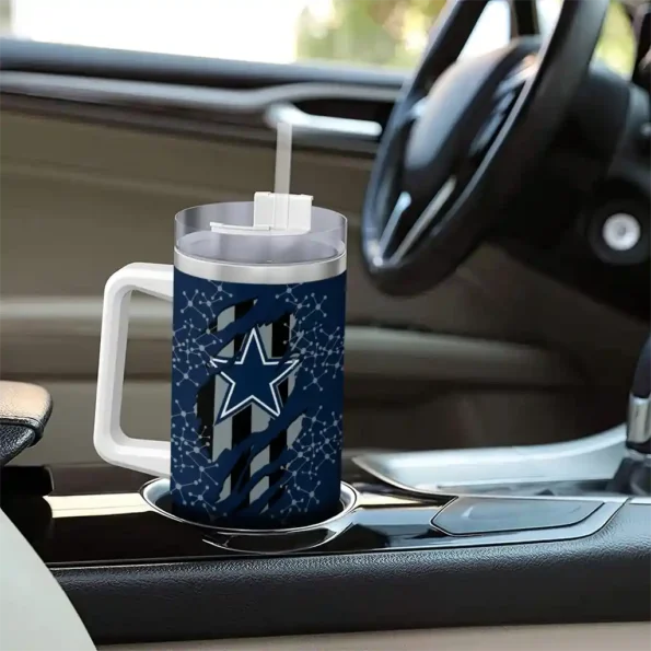 customized dallas cowboys claw cut blue black curved tumbler trendy.webp