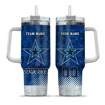customized dallas cowboys geometric prism blue curved tumbler best selling.webp