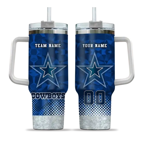 customized dallas cowboys geometric prism blue curved tumbler best selling.webp