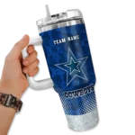 customized dallas cowboys geometric prism blue curved tumbler best selling.webp