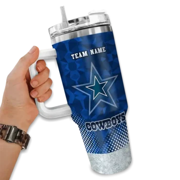 customized dallas cowboys geometric prism blue curved tumbler fashion forward.webp
