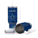 customized dallas cowboys geometric prism blue curved tumbler best selling.webp