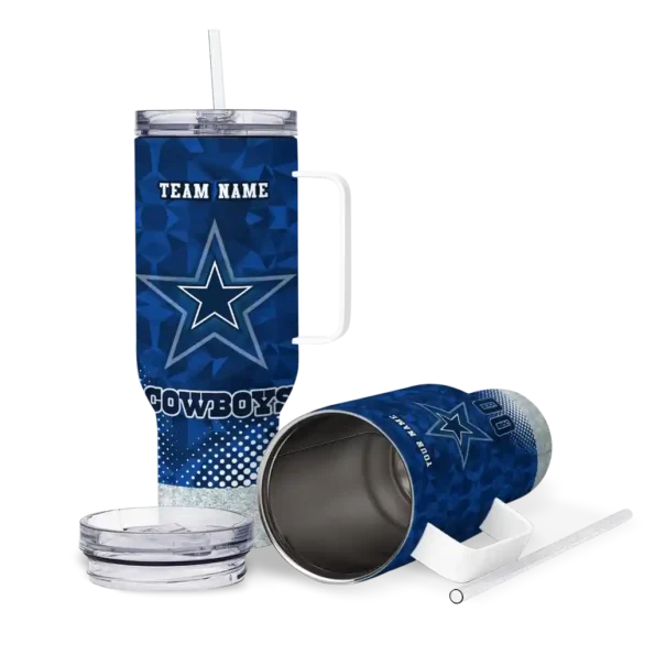 customized dallas cowboys geometric prism blue curved tumbler high quality.webp