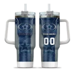 customized dallas cowboys hexagon armor blue curved tumbler best selling.webp