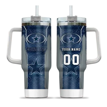 customized dallas cowboys hexagon armor blue curved tumbler best selling.webp