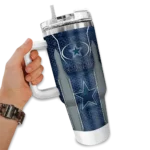 customized dallas cowboys hexagon armor blue curved tumbler best selling.webp