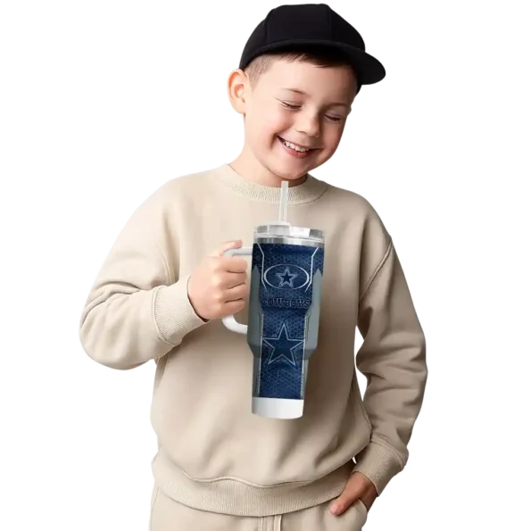 customized dallas cowboys hexagon armor blue curved tumbler latest model.webp