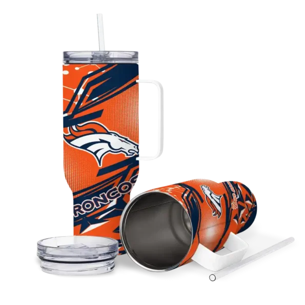 customized denver broncos abstract paths orange curved tumbler high quality.webp