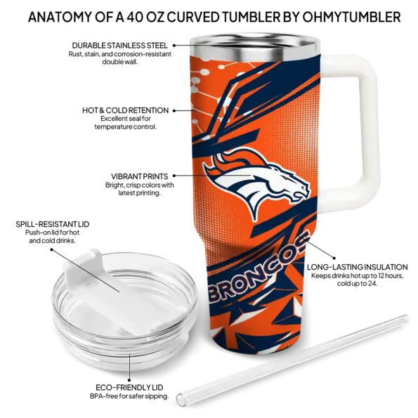 customized denver broncos abstract paths orange curved tumbler new arrival.webp