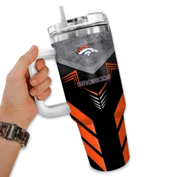 customized denver broncos arrow armor orange black curved tumbler fashion forward.webp
