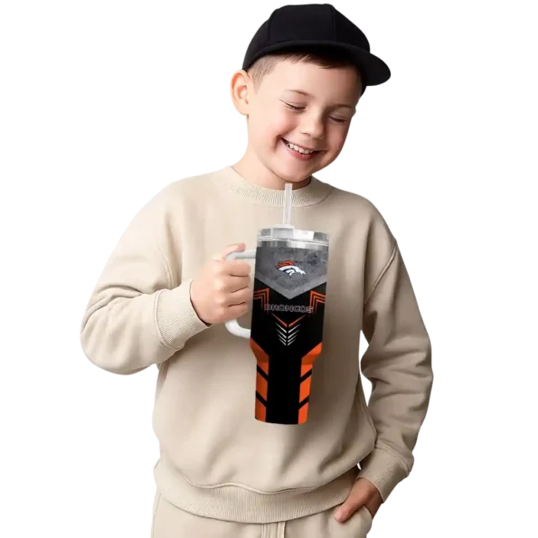 customized denver broncos arrow armor orange black curved tumbler latest model.webp