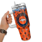 customized denver broncos bullseye drips orange curved tumbler best selling.webp