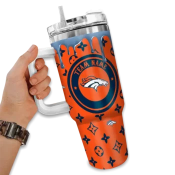 customized denver broncos bullseye drips orange curved tumbler fashion forward.webp